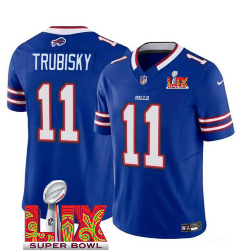 Men's Buffalo Bills #11 Mitch Trubisky Royal F.U.S.E. 24/25 Super Bowl LIX Vapor Untouchable Limited Stitched Football Jersey