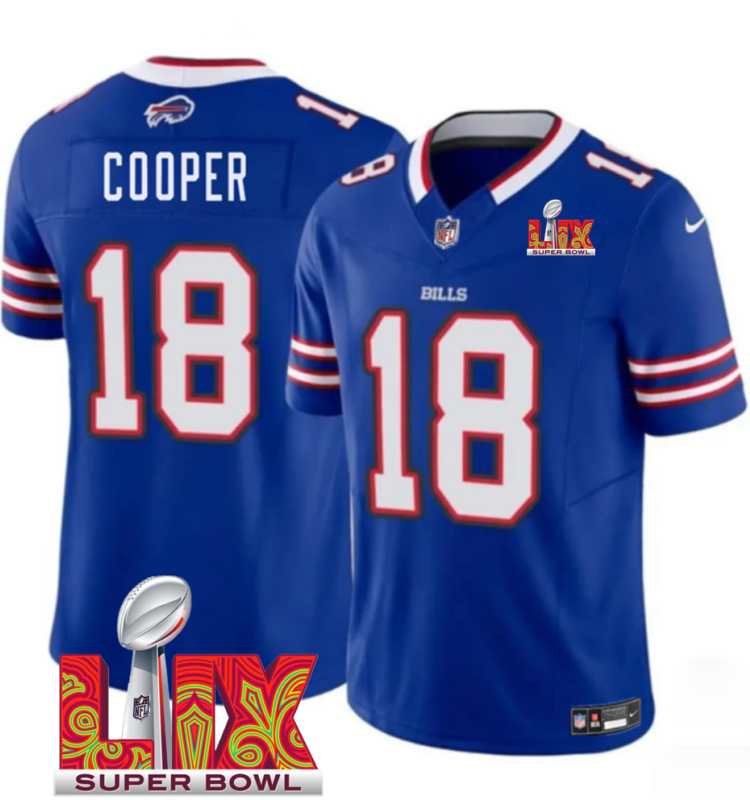 Men's Buffalo Bills #18 Amari Cooper Royal F.U.S.E. 24/25 Super Bowl LIX Vapor Untouchable Limited Stitched Football Jersey Men's Buffalo Bills #18 Amari Cooper Royal F.U.S.E. 24/25 Super Bowl LIX Vapor Untouchable Limited Stitched Football Jersey