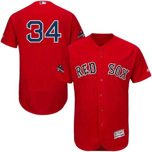 Red Sox #34 David Ortiz Red Flexbase Authentic Collection 2018 World Series Champions Stitched MLB Jersey