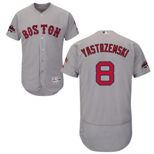 Red Sox #8 Carl Yastrzemski Grey Flexbase Authentic Collection 2018 World Series Champions Stitched MLB Jersey