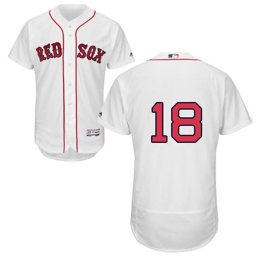 Red Sox #18 Mitch Moreland White Flexbase Authentic Collection Stitched MLB Jersey
