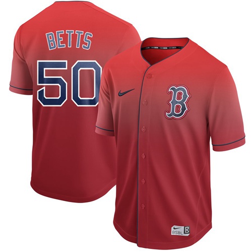 Nike Red Sox #50 Mookie Betts Red Fade Authentic Stitched MLB Jersey