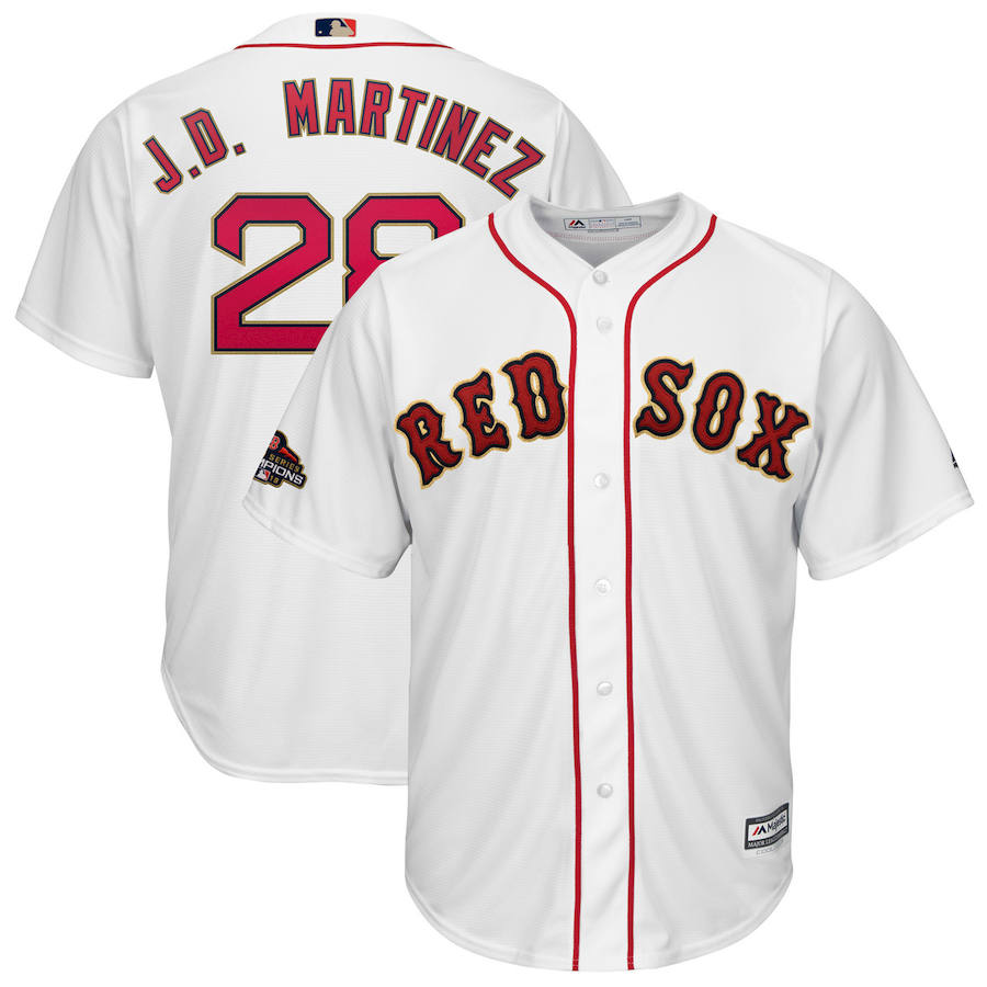 Boston Red Sox #28 J.D. Martinez Majestic 2019 Gold Program Cool Base Player Jersey White