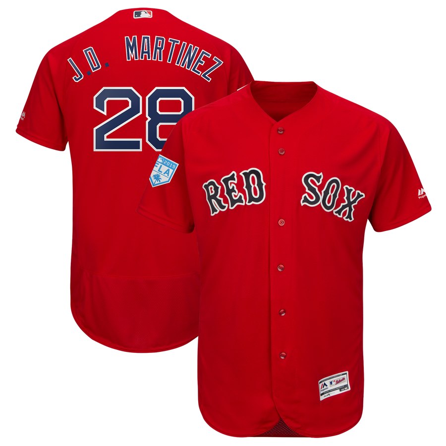 Red Sox #28 J.D. Martinez Red 2019 Spring Training Flex Base Stitched MLB Jersey
