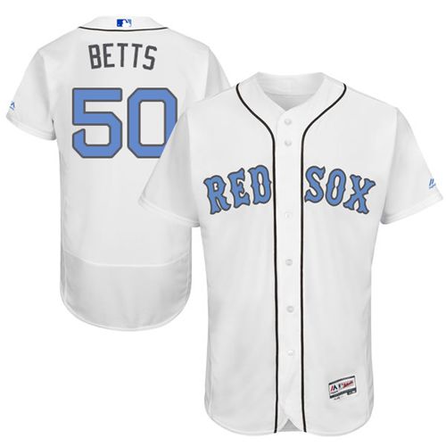 Red Sox #50 Mookie Betts White Flexbase Authentic Collection Father's Day Stitched MLB Jersey