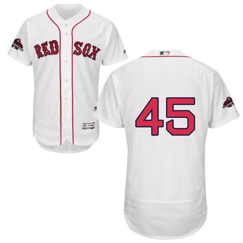 Red Sox #45 Pedro Martinez White Flexbase Authentic Collection 2018 World Series Champions Stitched MLB Jersey