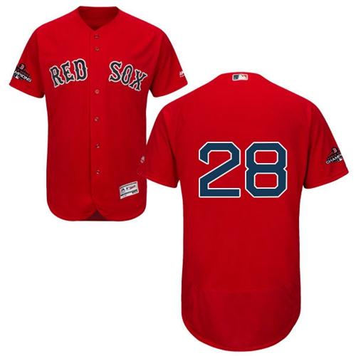 Red Sox #28 J. D. Martinez Red Flexbase Authentic Collection 2018 World Series Champions Stitched MLB Jersey