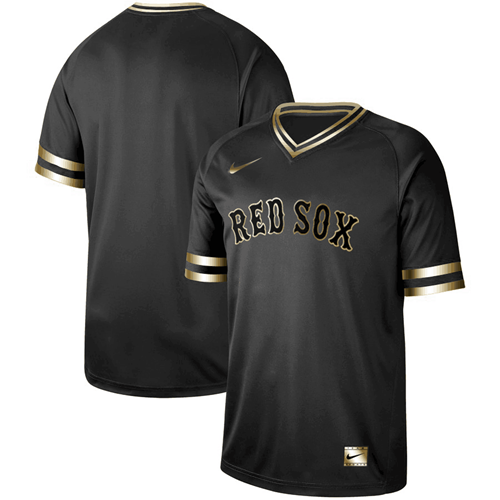 Nike Red Sox Blank Black Gold Authentic Stitched MLB Jersey