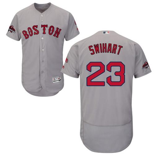Red Sox #23 Blake Swihart Grey Flexbase Authentic Collection 2018 World Series Champions Stitched MLB Jersey