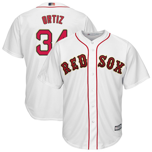 Red Sox #34 David Ortiz White 2019 Gold Program Cool Base Stitched MLB Jersey