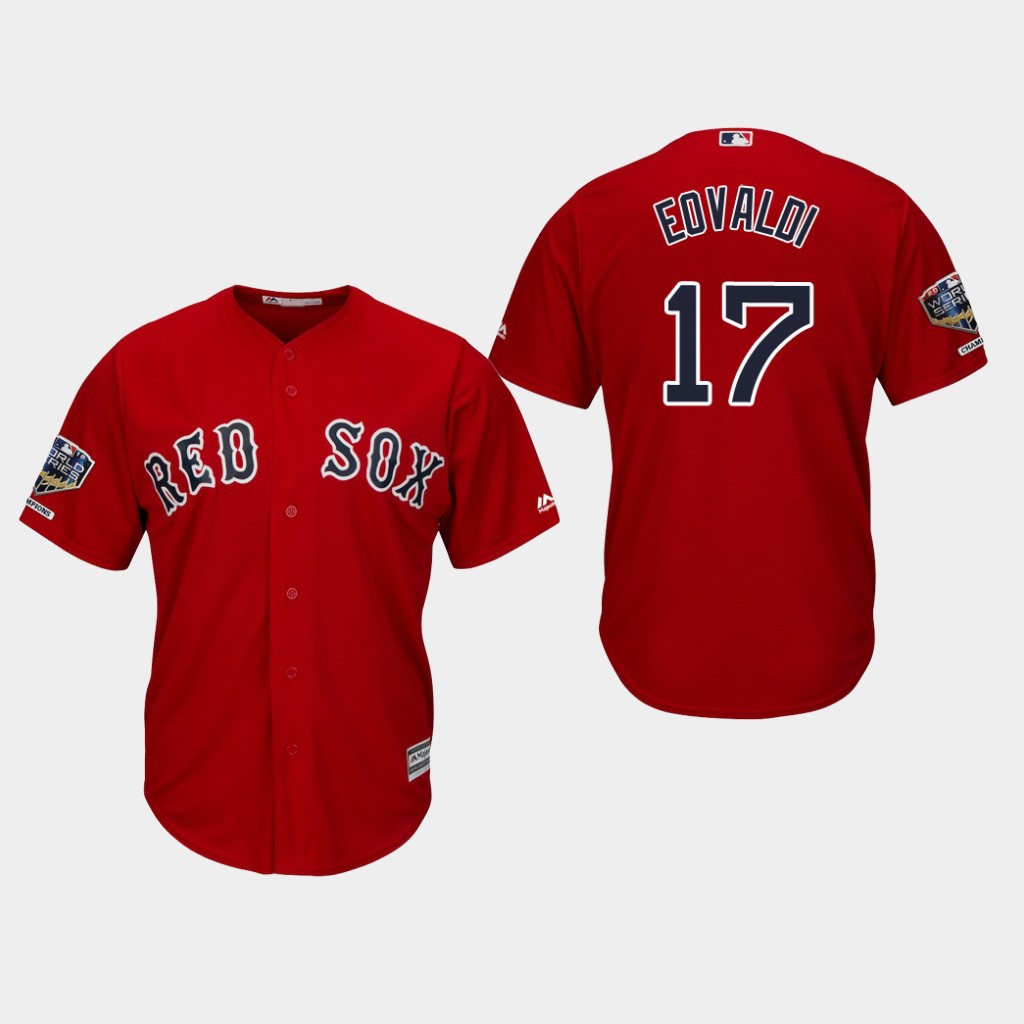 Red Sox #17 Nathan Eovaldi Red New Cool Base 2018 World Series Stitched MLB Jersey