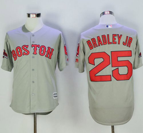 Red Sox #25 Jackie Bradley Jr Grey New Cool Base 2018 World Series Champions Stitched MLB Jersey