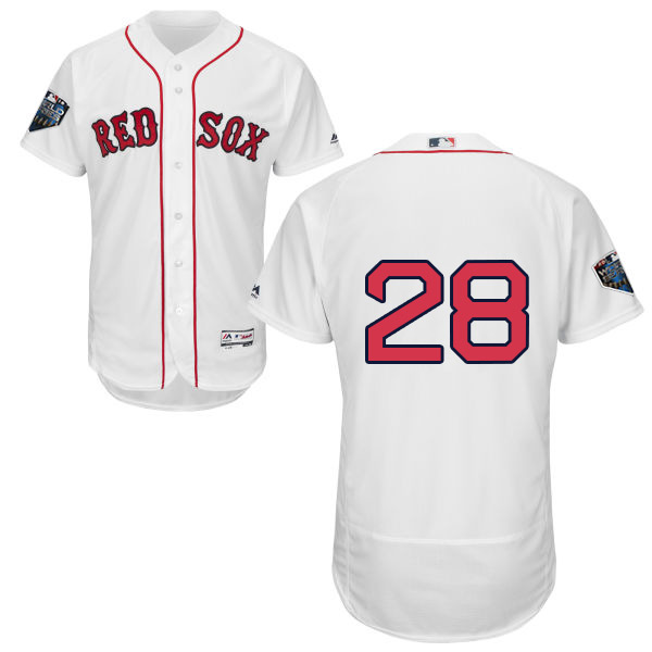 Red Sox #28 J. D. Martinez White Flexbase Authentic Collection 2018 World Series Stitched MLB Jersey