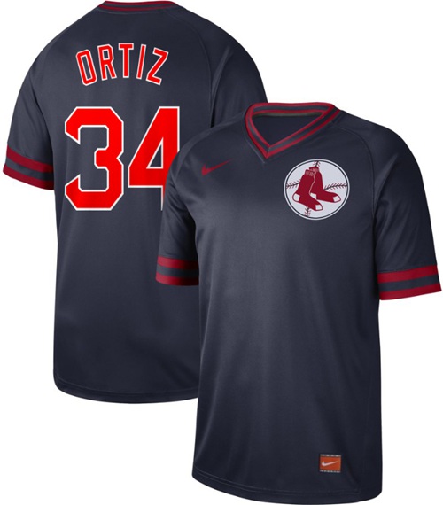 Nike Red Sox #34 David Ortiz Navy Authentic Cooperstown Collection Stitched MLB Jersey