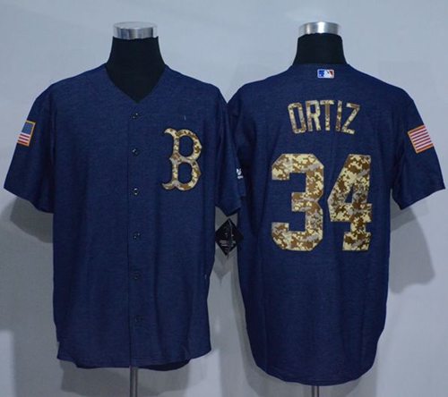 Red Sox #34 David Ortiz Denim Blue Salute to Service Stitched MLB Jersey