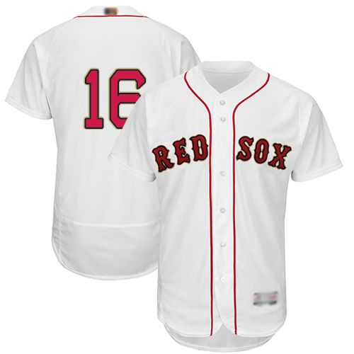 Red Sox #16 Andrew Benintendi White FlexBase Authentic 2019 Gold Program Cool Base Stitched MLB Jersey