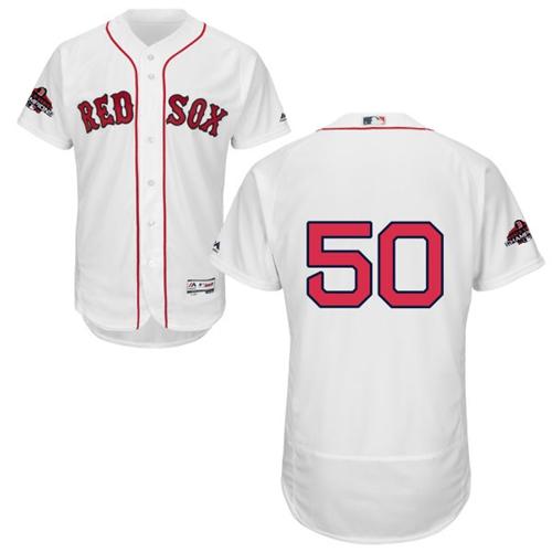Red Sox #50 Mookie Betts White Flexbase Authentic Collection 2018 World Series Champions Stitched MLB Jersey