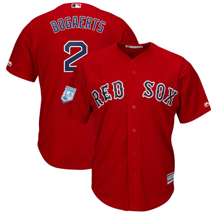 Red Sox #2 Xander Bogaerts Red 2019 Spring Training Cool Base Stitched MLB Jersey