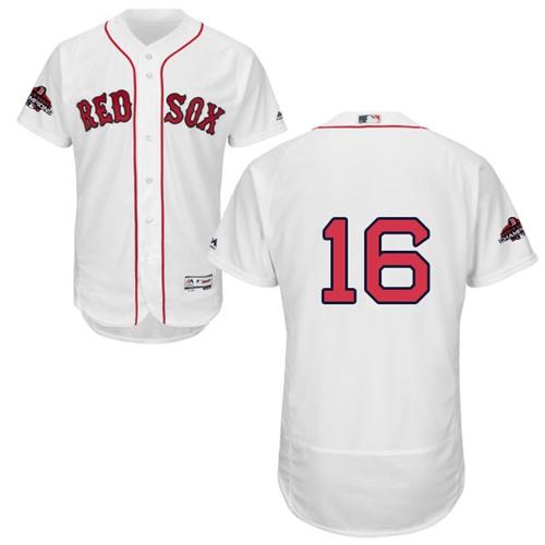 Red Sox #16 Andrew Benintendi White Flexbase Authentic Collection 2018 World Series Champions Stitched MLB Jersey