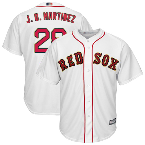 Red Sox #28 J. D. Martinez White 2019 Gold Program Cool Base Stitched MLB Jersey