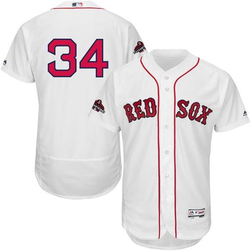 Red Sox #34 David Ortiz White Flexbase Authentic Collection 2018 World Series Champions Stitched MLB Jersey