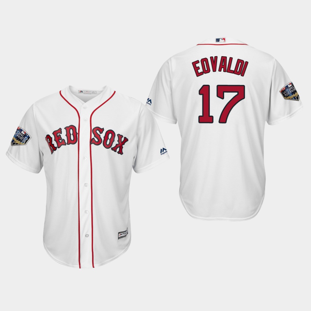 Red Sox #17 Nathan Eovaldi White New Cool Base 2018 World Series Stitched MLB Jersey