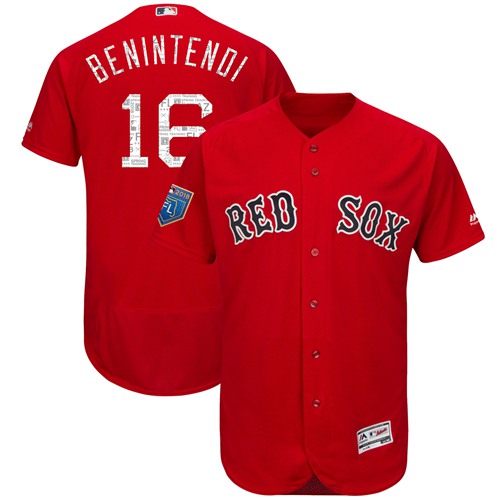 Red Sox #16 Andrew Benintendi Red 2018 Spring Training Authentic Flex Base Stitched MLB Jersey