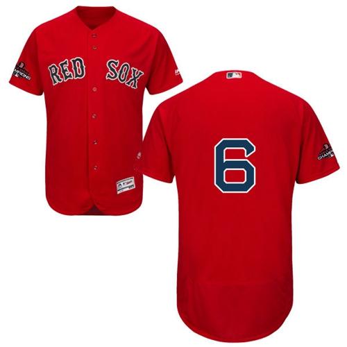 Red Sox #6 Johnny Pesky Red Flexbase Authentic Collection 2018 World Series Champions Stitched MLB Jersey