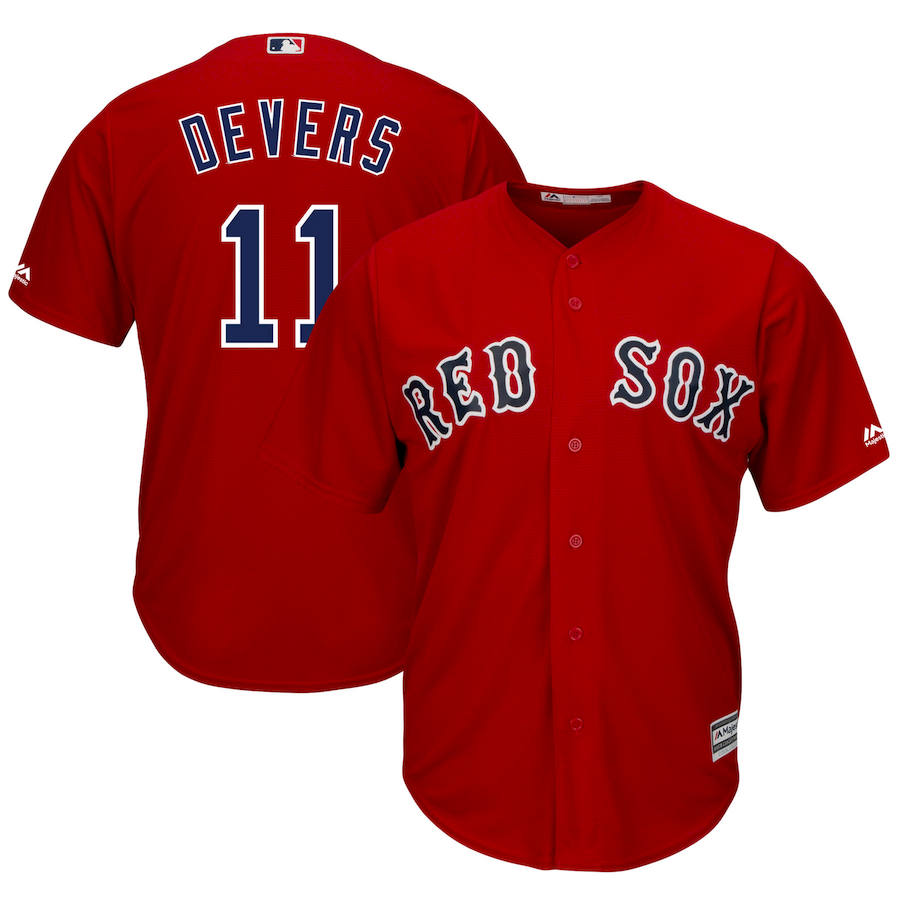 Boston Red Sox #11 Rafael Devers Majestic Alternate Official Cool Base Player Jersey Scarlet