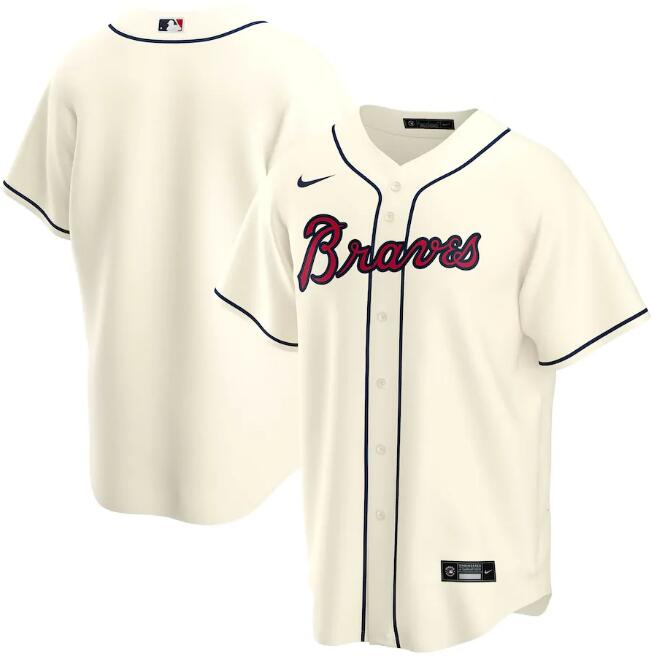 Men's Atlanta Braves Blank Cream MLB Cool Base Stitched Jersey