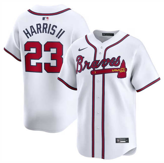 Men's Atlanta Braves #23 Michael Harris II White 2024 Home Limited Stitched Baseball Jersey