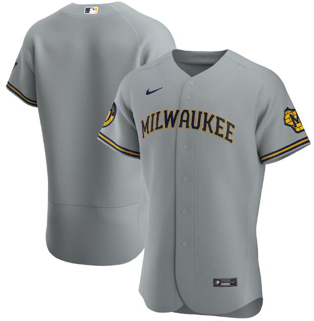 Men's Milwaukee Brewers Blank Grey MLB Flex Base Stitched Jersey
