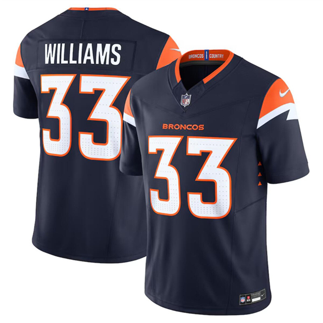 Men's Denver Broncos #33 Javonte Williams Navy 2024 F.U.S.E. Alternate Vapor Limited Stitched Football Jersey