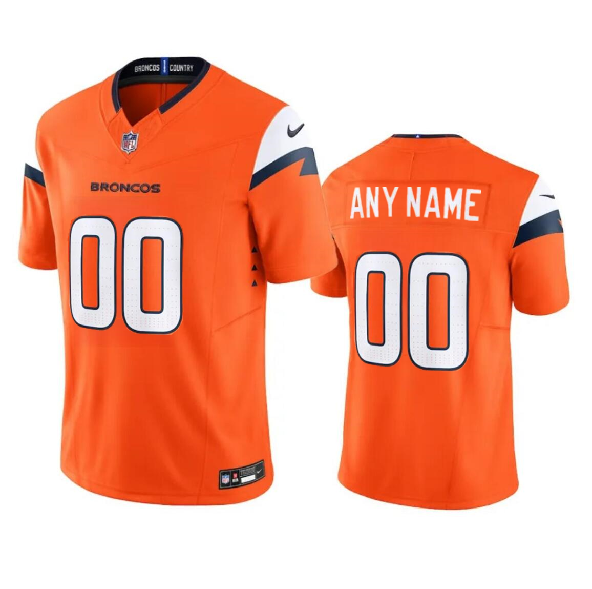 Men's Denver Broncos Customized Orange 2024 F.U.S.E. Vapor Limited Stitched Jersey