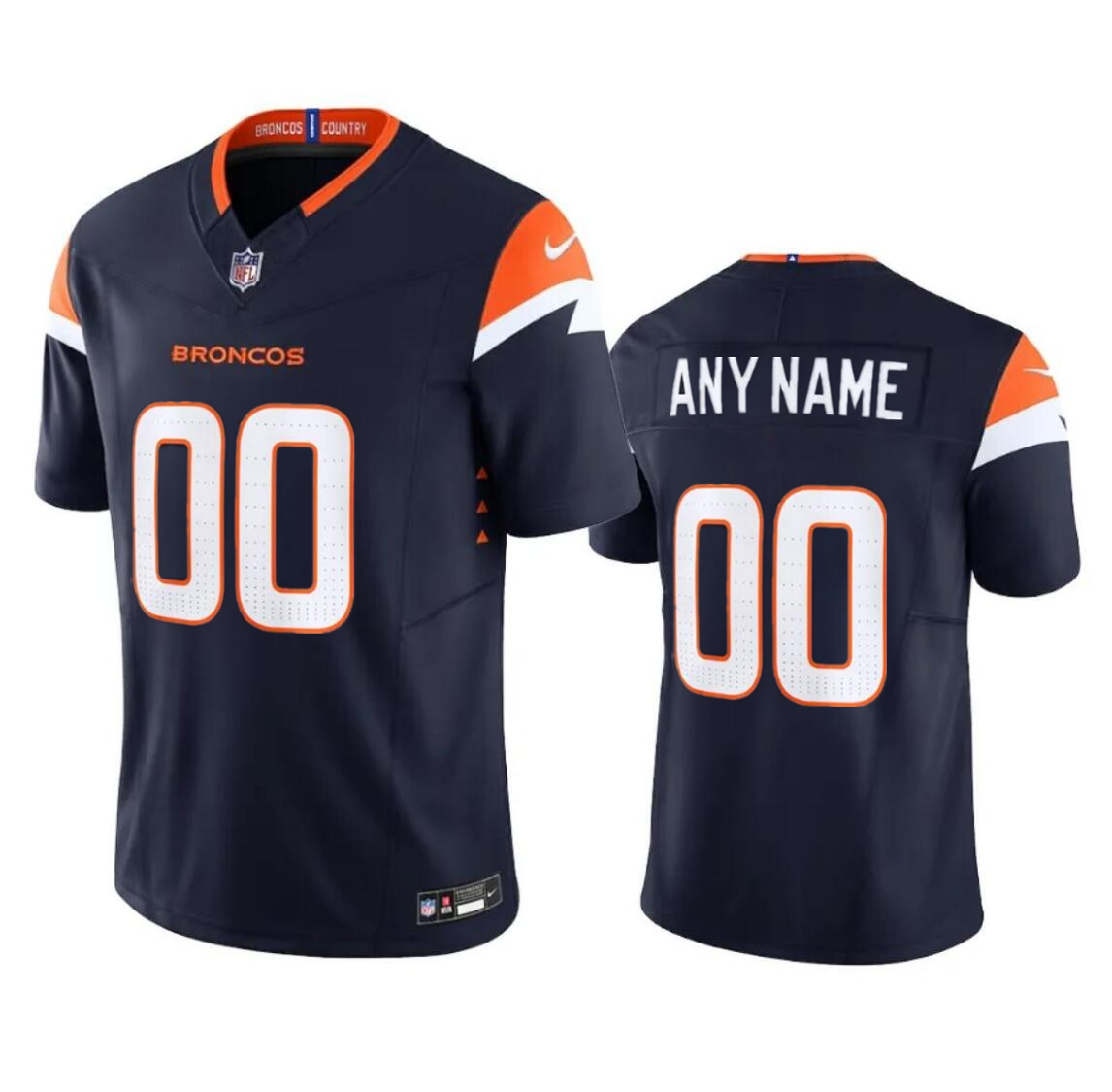 Men's Denver Broncos Customized Navy 2024 F.U.S.E. Alternate Vapor Limited Stitched Jersey