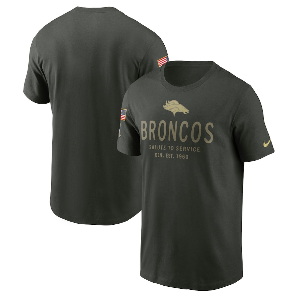 Men's Denver Broncos Forest Green 2025 Salute to Service Sideline Primary Edge Dri-FIT T-Shirt