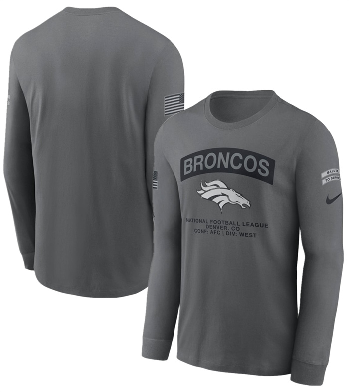 Men's Denver Broncos Gray 2026 Salute to Service Long Sleeve T-Shirt