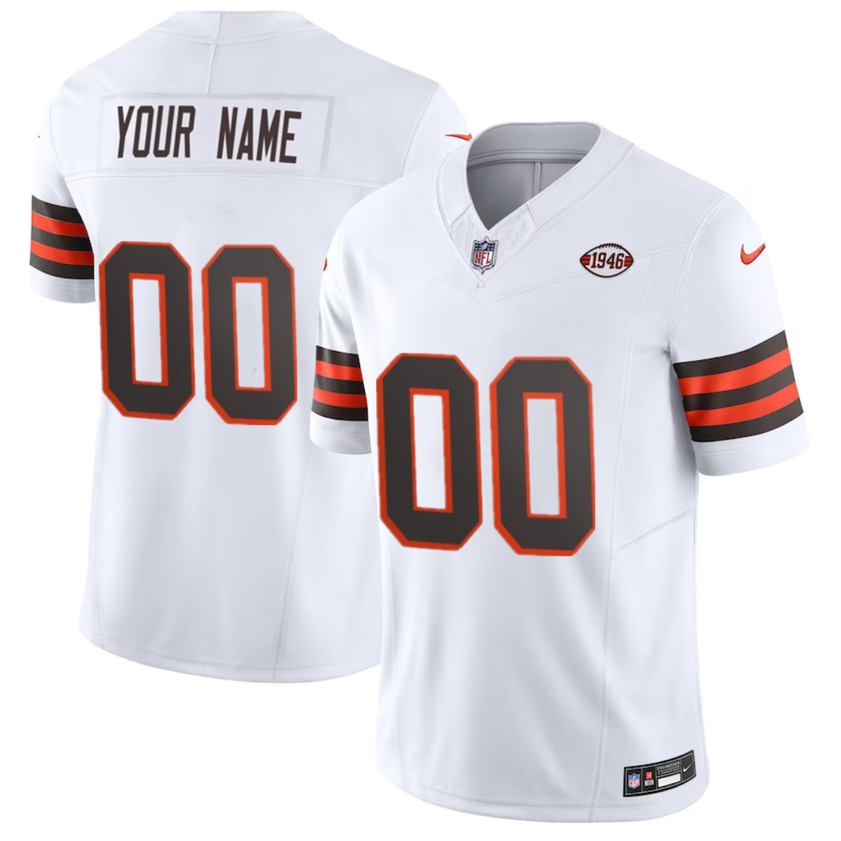 Men's Cleveland Browns Active Player Custom White 2023 F.U.S.E. 1946 Collection Vapor Untouchable Limited Stitched Football Jersey
