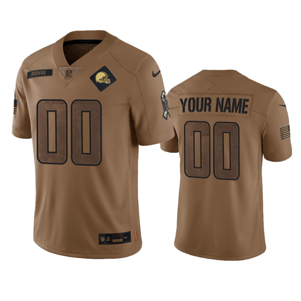 Men's Cleveland Browns Active Player Custom 2023 Brown Salute To Service Limited Stitched Jersey