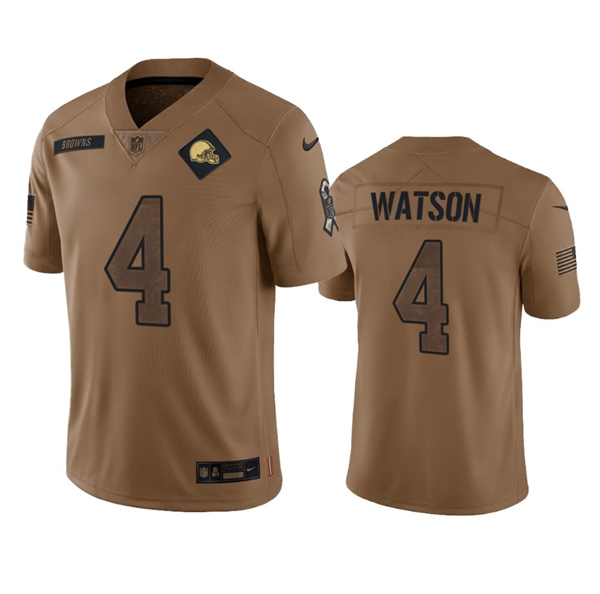 Men's Cleveland Browns #4 Deshaun Watson 2023 Brown Salute To Service Limited Stitched Jersey
