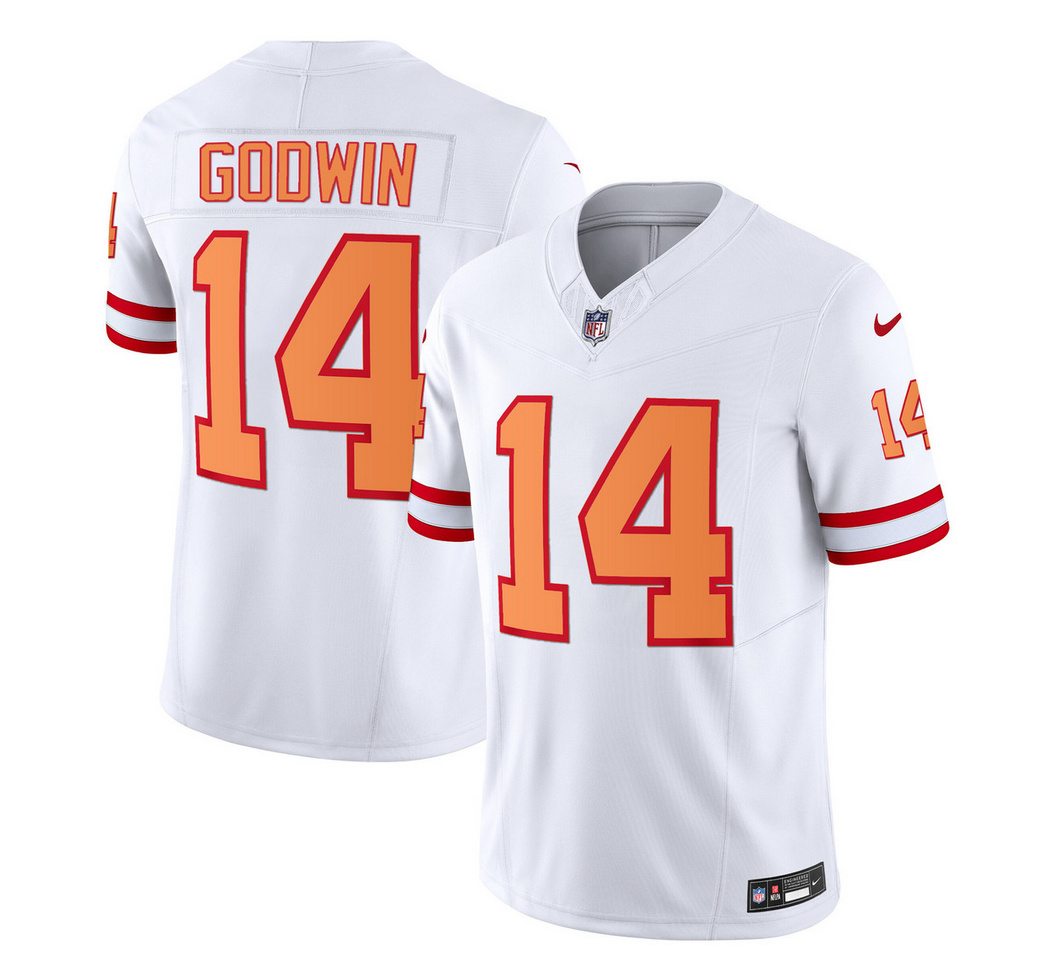 Men's Tampa Bay Buccaneers #14 Chris Godwin 2023 F.U.S.E. White Throwback Limited Stitched Jersey