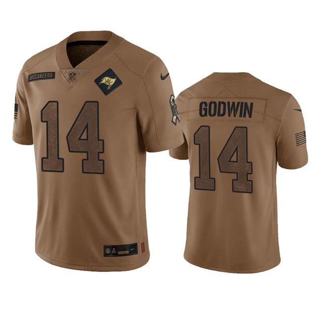 Men's Tampa Bay Buccaneers #14 Chris Godwin 2023 Brown Salute To Service Limited Stitched Jersey