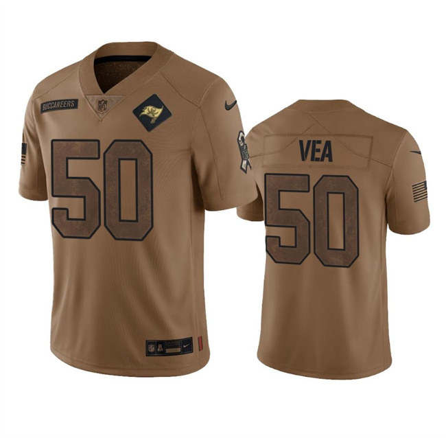 Men's Tampa Bay Buccaneers #50 Vita Vea 2023 Brown Salute To Service Limited Stitched Jersey