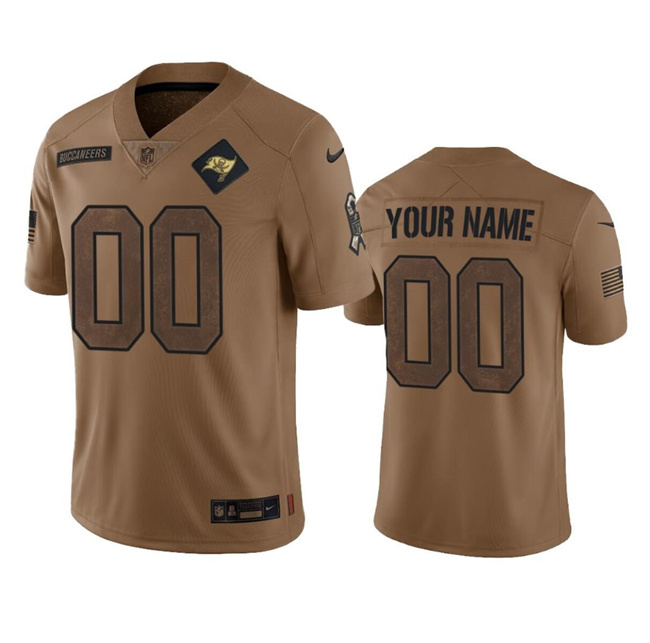 Men's Tampa Bay Buccaneers Active Player Custom 2023 Brown Salute To Service Limited Stitched Jersey