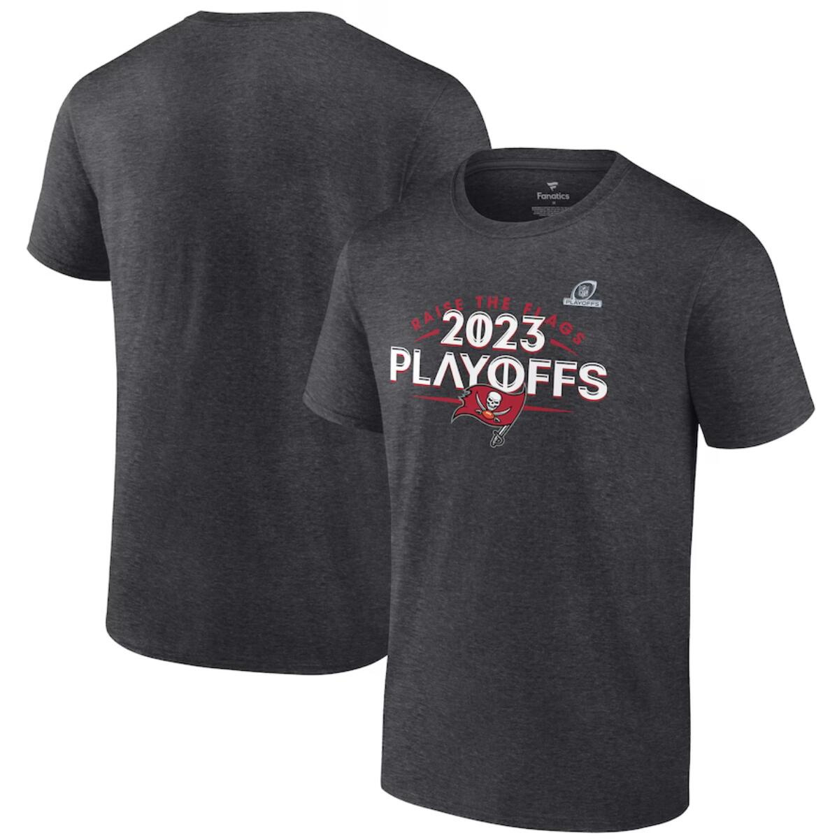 Men's Tampa Bay Buccaneers Heather Charcoal 2023 NFL Playoffs T-Shirt