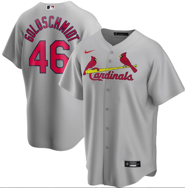 Men's St. Louis Cardinals #46 Paul Goldschmidt Grey MLB Cool Base Stitched Jersey