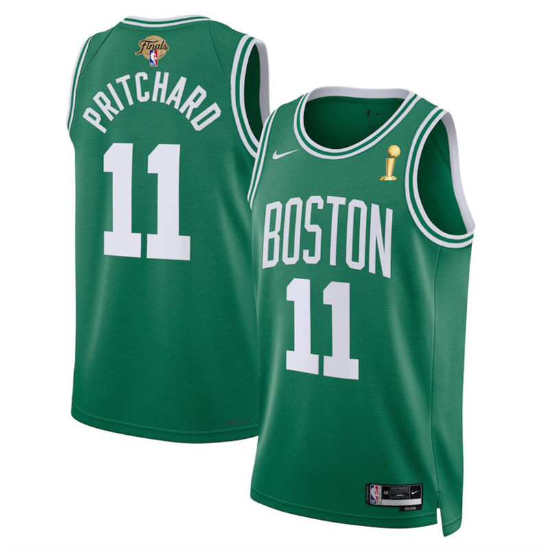 Men's Boston Celtics #11 Payton Pritchard Kelly Green 2024 Finals Champions Icon Edition Stitched Basketball Jersey