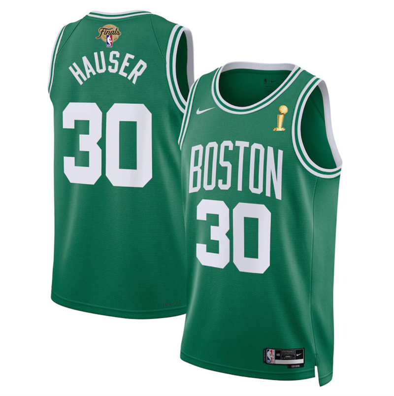 Men's Boston Celtics #30 Sam Hauser Kelly Green 2024 Finals Champions Icon Edition Stitched Basketball Jersey