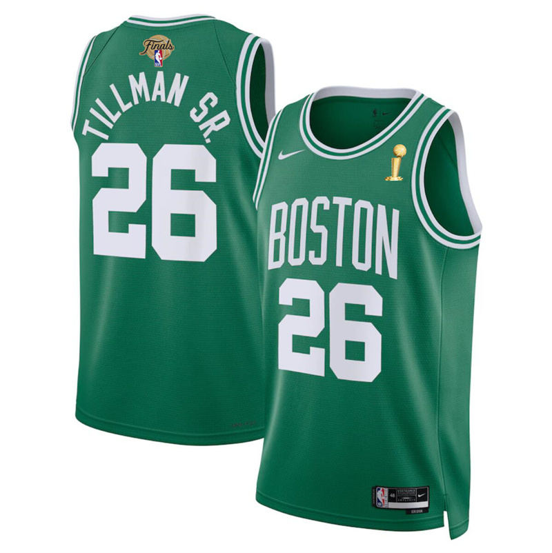 Men's Boston Celtics #26 Xavier Tillman Sr. Kelly Green 2024 Finals Champions Icon Edition Stitched Basketball Jersey