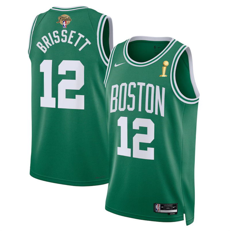 Men's Boston Celtics #12 Oshae Brissett Kelly Green 2024 Finals Champions Icon Edition Stitched Basketball Jersey